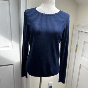 NWOT Brooks Brothers Silk/Cashmere Knit Navy Blue Sweater Top - Sz M